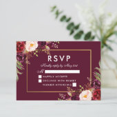 Elégant Mariage Floral Bourgogne Gold RSVP (Debout devant)