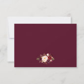Elégant Mariage Floral Bourgogne Gold RSVP (Dos)