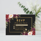 Elégant Mariage Floral Bourgogne RSVP Black Gold (Debout devant)