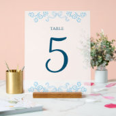 Élégant Mariage floral Bow chic bleu Numéro de tab (Mariage)