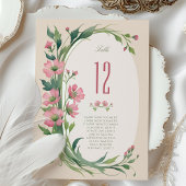 Elégant Mariage Floral Carte Numéro de table