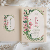 Elégant Mariage Floral Carte Numéro de table