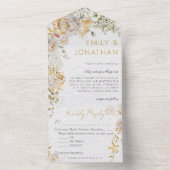 Élégant Mariage Floral Chic Tout En Une Invitation (À l'intérieur)