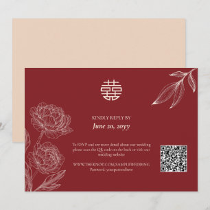 Elégant mariage floral chinois RSVP Invitation