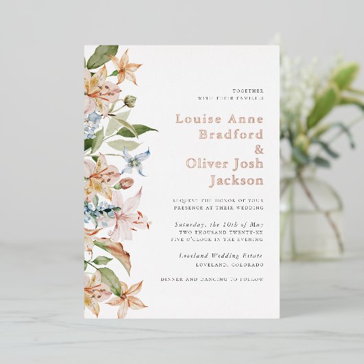 Élégant Mariage floral Invitation (Debout devant)