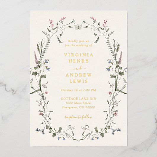 Élégant Mariage floral Invitation (Recto)