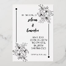 Élégant Mariage floral Invitation