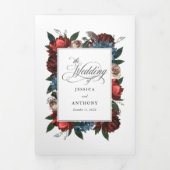 Elégant mariage floral Invitation avec photo et RS (Page de couverture)