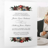Elégant mariage floral Invitation avec photo et RS (Intérieur en premier)