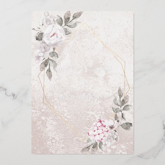 Élégant Mariage floral | Invitation Foil (Recto)