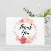 Élégant Mariage Floral Merci Cartes Wreath (Debout devant)