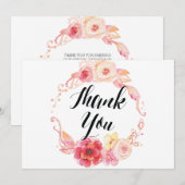 Élégant Mariage Floral Merci Cartes Wreath (Devant / Derrière)