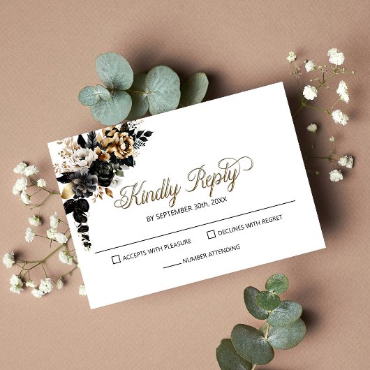 Elégant mariage floral noir RSVP