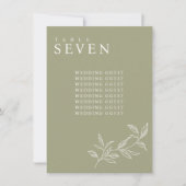 Élégant Mariage Floral Olive Cartes de tableau (Devant)