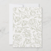 Elégant Mariage Floral Olive Numéro de table Carte (Dos)