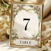 Élégant Mariage Floral Or Numéro de table