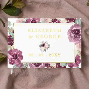 Élégant Mariage Floral Plum Gold moderne