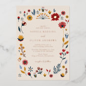 Elégant Mariage Floral Rose Gold Foil Invitation (Recto)
