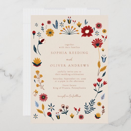 Elégant Mariage Floral Rose Gold Foil Invitation (Enveloppe)