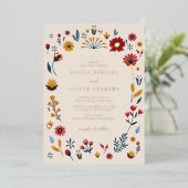 Elégant Mariage Floral Rose Gold Foil Invitation (Debout devant)