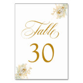 Élégant Mariage Floral Script Gold Numéro de table (Dos)