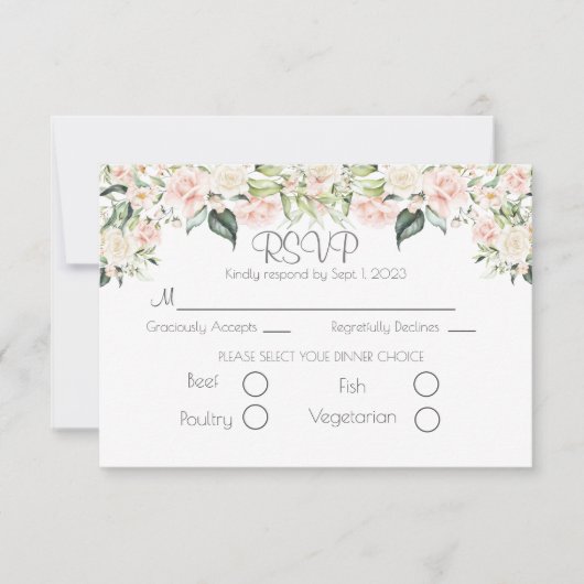 Elégant mariage floral script RSVP (Devant)