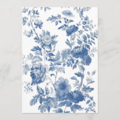 Elégant Mariage Floral Toile Bleu Français Menu (Dos)