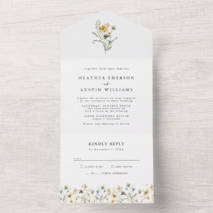 Élégant Mariage Floral tout en une invitation