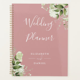 Élégant mariage floral verdure rose poudrée