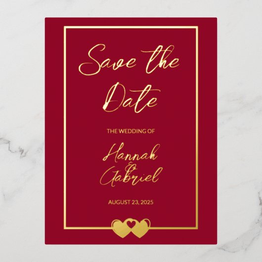 Élégant mariage Foil Enregistrer la date Carte pos (Recto)