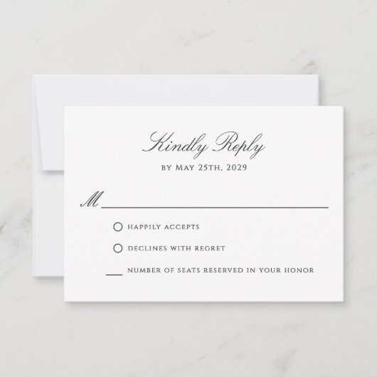 Élégant Mariage Formel Crest Monogram Logo RSVP (Devant)