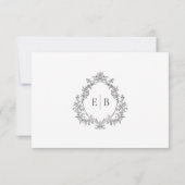 Élégant Mariage Formel Crest Monogram Logo RSVP (Dos)