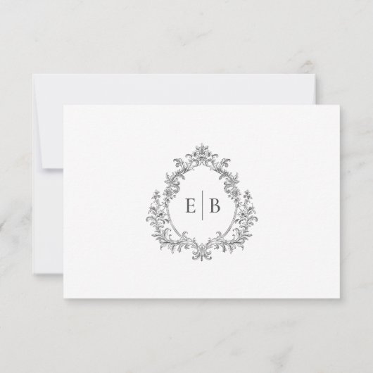 Élégant Mariage Formel Crest Monogram Logo RSVP (Dos)
