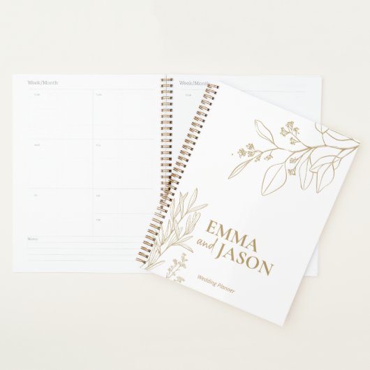 Élégant Mariage Gold Checklist Planner (Devant avec enveloppe)