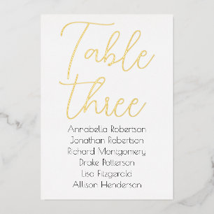 Élégant Mariage Gold Foil Numéro de table