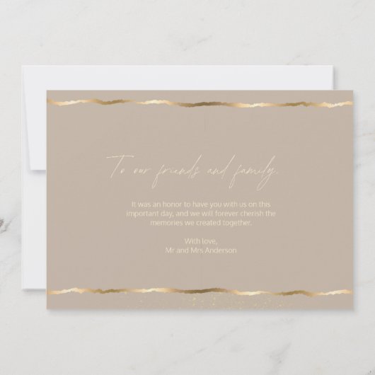 Elegant Mariage Gold Photo Merci Cartes (Dos)