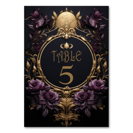 Élégant Mariage gothique Carte Numéro de table (Dos)