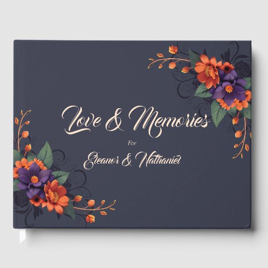 Élégant Mariage gothique Floral Livre d'hôtes (Recto)