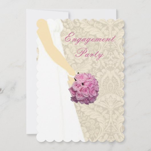 Elégant Mariage Gown Engagement Party Invitation (Devant)