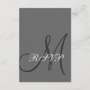 Elégant mariage gris carte RSVP avec initiale