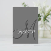 Elégant mariage gris carte RSVP avec initiale (Debout devant)