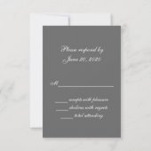 Elégant mariage gris carte RSVP avec initiale (Dos)