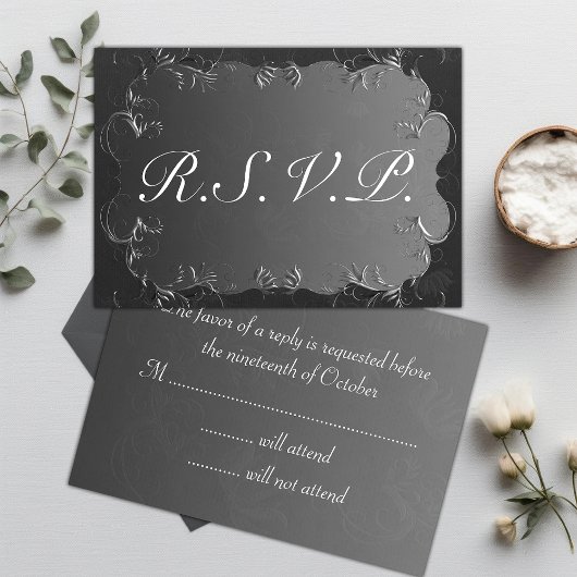 Elégant mariage gris et argent RSVP