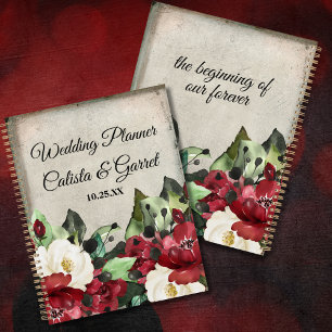 Élégant Mariage Grunge Rouge foncé Floral Goth