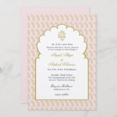 Élégant mariage indien avec Invitation rose Ganesh (Devant / Derrière)