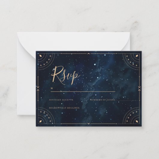Elégant mariage Invitation nuit étoile Rsvp Card (Devant)