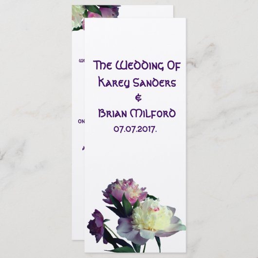 Elégant Mariage Invitation Peony Flowers (Devant / Derrière)