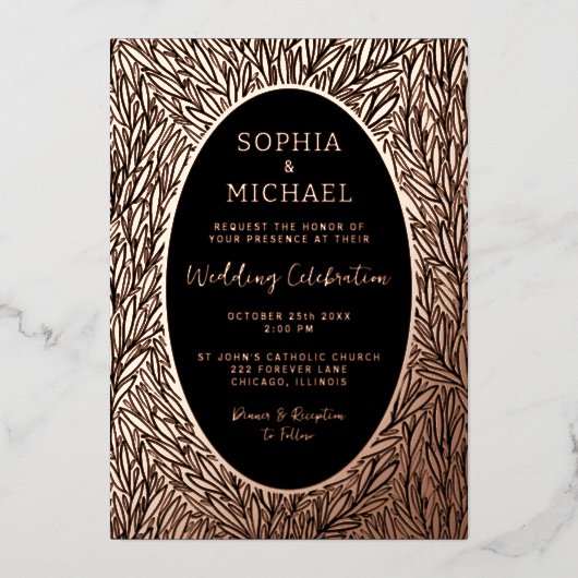 Elégant mariage Invitation Photo Feuilles botaniqu (Recto)