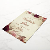 Elégant mariage Invitation rose fleur rouge (Rotation)