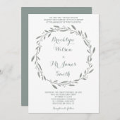 Élégant mariage Invitation Sage Floral Wreath (Devant / Derrière)